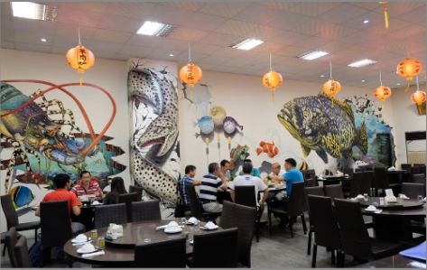 钟祥海鲜餐厅墙体彩绘